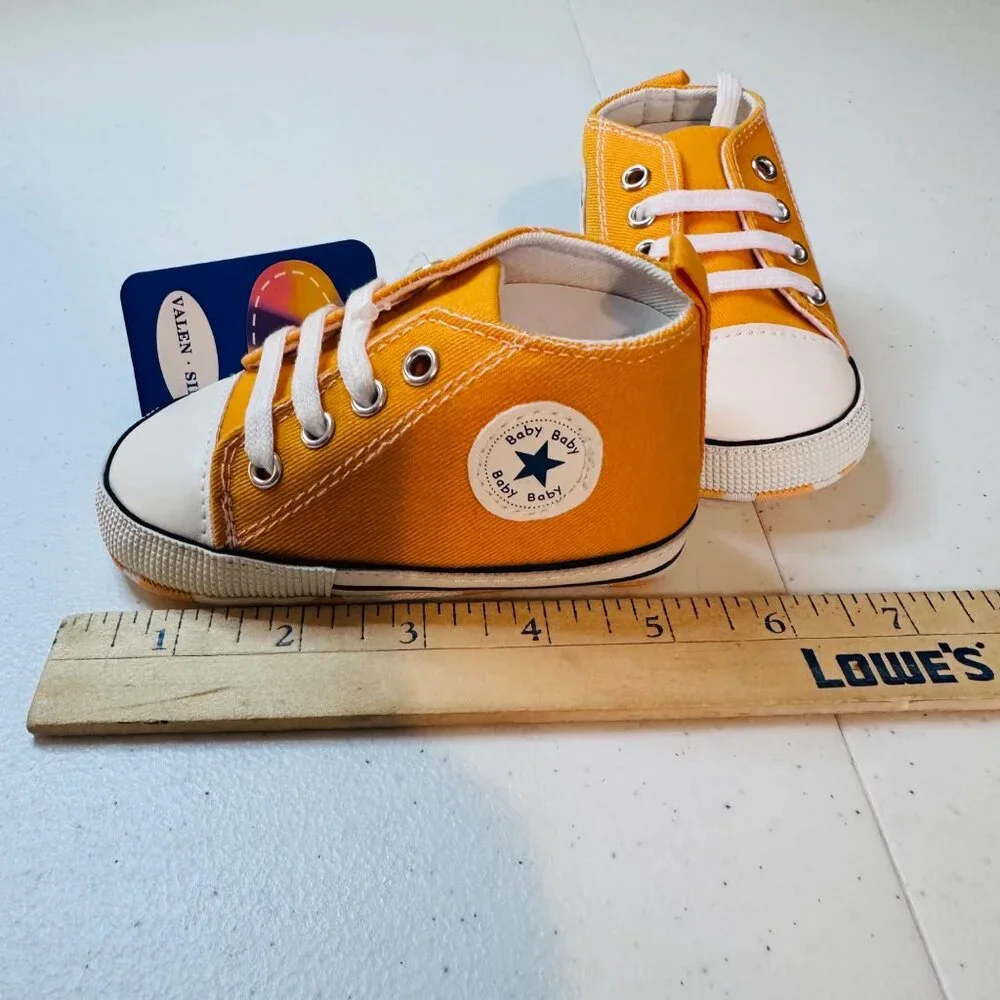 Baby Boy Baby Girl Shoes Orange Canvas High Top Sneakers Baby Size 3